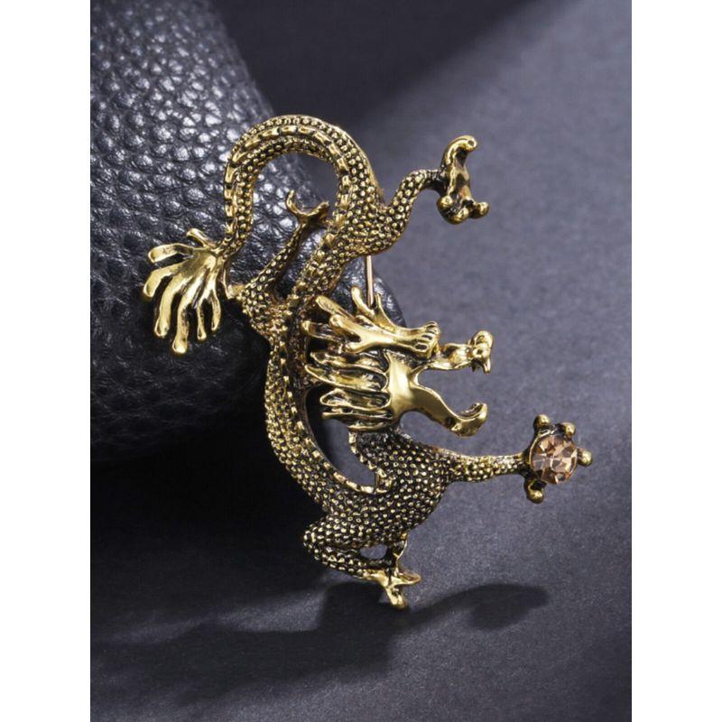 Retro Style Tiger Chinese Dragon Angel Brooch Badge