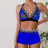 Женский купальник с бретелями, синий купальник-бикини с волшебным узором и танкини