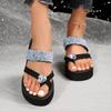 New Foreign Trade Large Size Colored Bright Diamond Thick-soled Slippers Women's Beach Slope Heel Flip-flops Cool Slippers