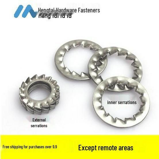 304 Stainless Steel Serrated Lock Washer, Internal/External, Anti-Loosening, M3~M20.