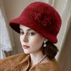 Elegant Winter Beanie For Women - Cozy Knit With Floral Accent, Perfect For Middle-Aged & Elderly, Stretch Fit, Hand Washable