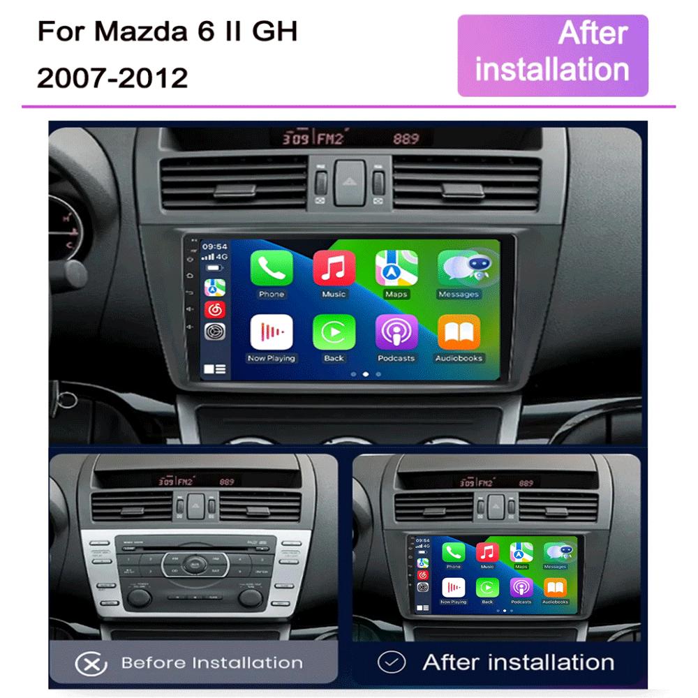 Android14 Carplay Автомагнитола для Mazda 6 GH 2007 2008 2009 2010 2011 2012 Мультимедиа GPS Видеоплеер Стерео 2din Головное Устройство