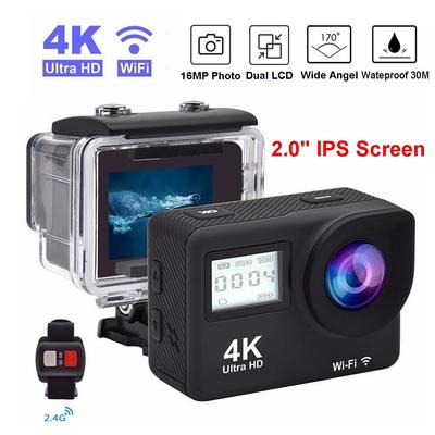 Уличная 4K 24FPS 16MP HD Экшн-камера Двойной IPS WiFi Go Водонепроницаемая Pro Спорт DV Шлем Видео Водонепроницаемая Камера с Пультом Веб-камера