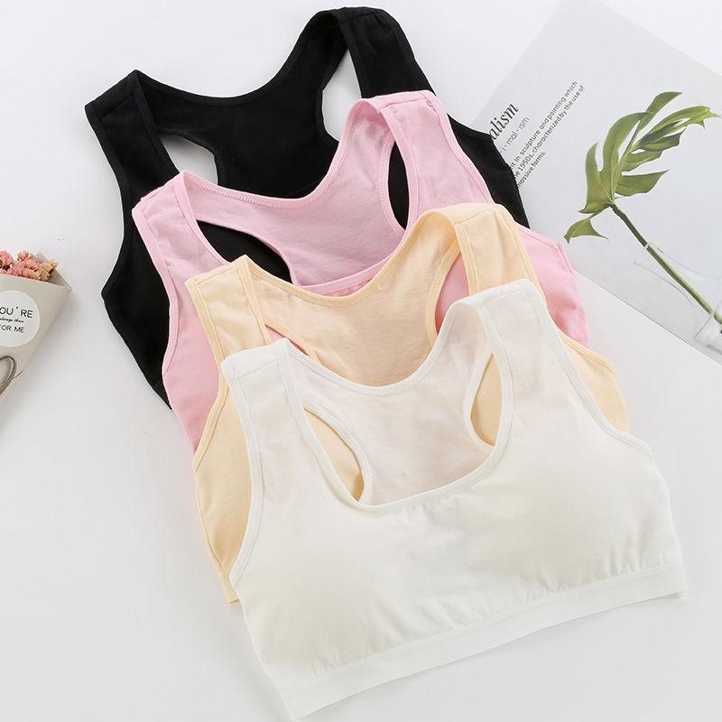 Спортивный бюстгальтер для девочек-подростков, хлопковое нижнее белье для спортзала, тренировочный жилет, молодой беспроводной бюстгальтер с накладкой на грудь