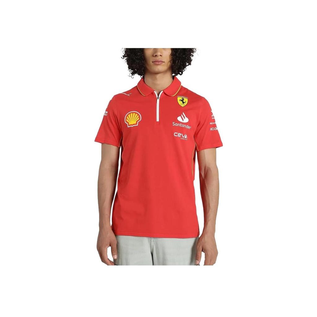 Puma Футболка поло с коротким рукавом и принтом в виде буквы Ferrari, повседневная, мужская, цвет алый 763602-01