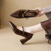 2025 New Metal Buckle One-band Block Heel Single Shoes Autumn New Pointed Toe Shallow Mouth Non-slip Shoes