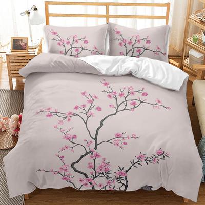Комплект постельного белья с 3D-цветком Spring Peach Blossom, комплект постельного белья Queen King Size, микрофибра, ветки, лепестки, розовый цветочный чехол