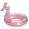 Shiny Pink Swan Inflatable Crown Swim Ring Cartoon Design For Adults Swimming Activities