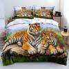 3D Tiger Duvet Cover Soft Comforter Cover Animal Bedding Set Tiger Pattern Quilt Cover for Bedroom Decor 2/3Pcs King Queen Size