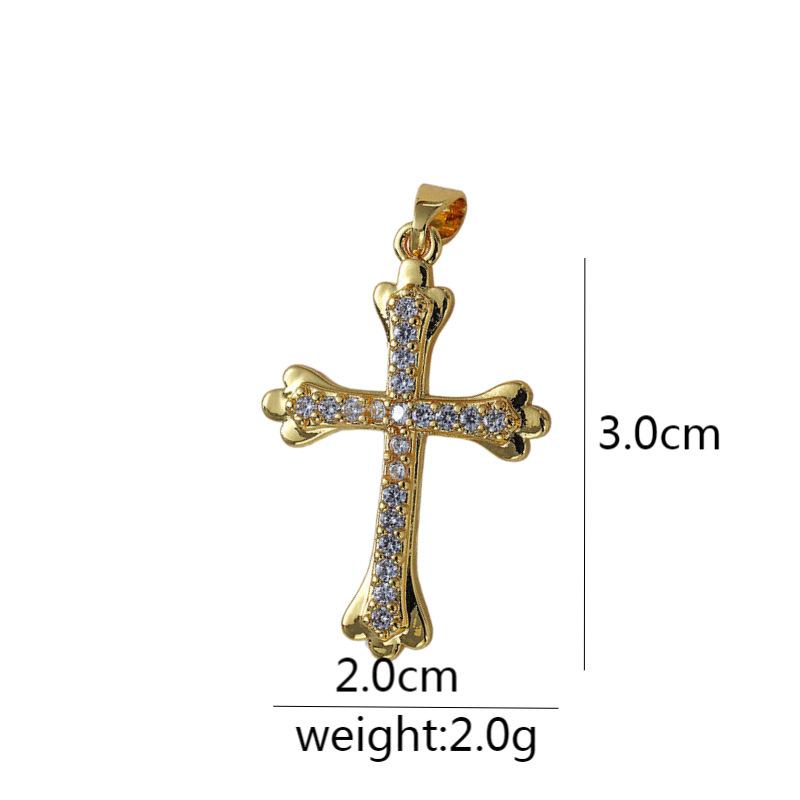 Подвеска из микроциркония с медной инкрустацией, крест, сохраняющий цвет, аксессуары для ожерелья из меди с позолотой.