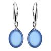 [Q7966] - Серебряные серьги "Меган" серебро с синим агатом (родиевое покрытие) - 14х11 мм