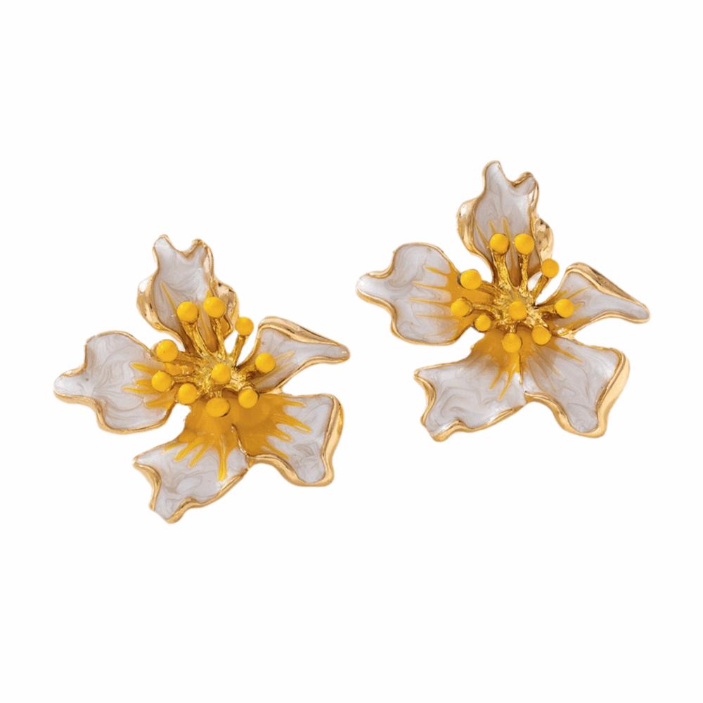 Retro Irregular Stud Earrings High-End Finish Enamel Flower Petal Earrings Vacation Travel