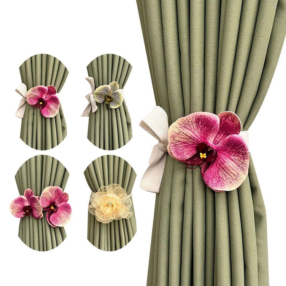 Flower Shape Curtain Buckles No Punching Curtain Strap Modern Curtain Hanging Rope Home Decoration