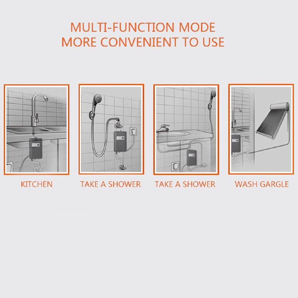 Mini Tankless LCD Digital Water Heater Instant Hot Faucet Kitchen Heating Thermostat Intelligent Energy-save Waterproof