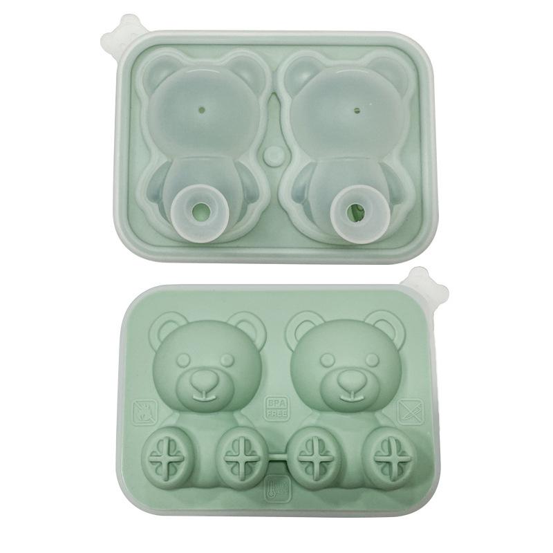 4-Cavity Little Bear Silicone Ice Cube Tray - Easy Release for Beverages & Tea