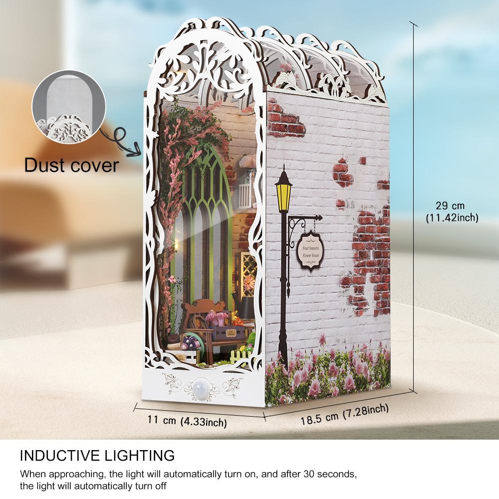 DIY Flower House 3D Three-dimensional Assembly Wood Book Stand Building Model Infant Decompression Desktop
