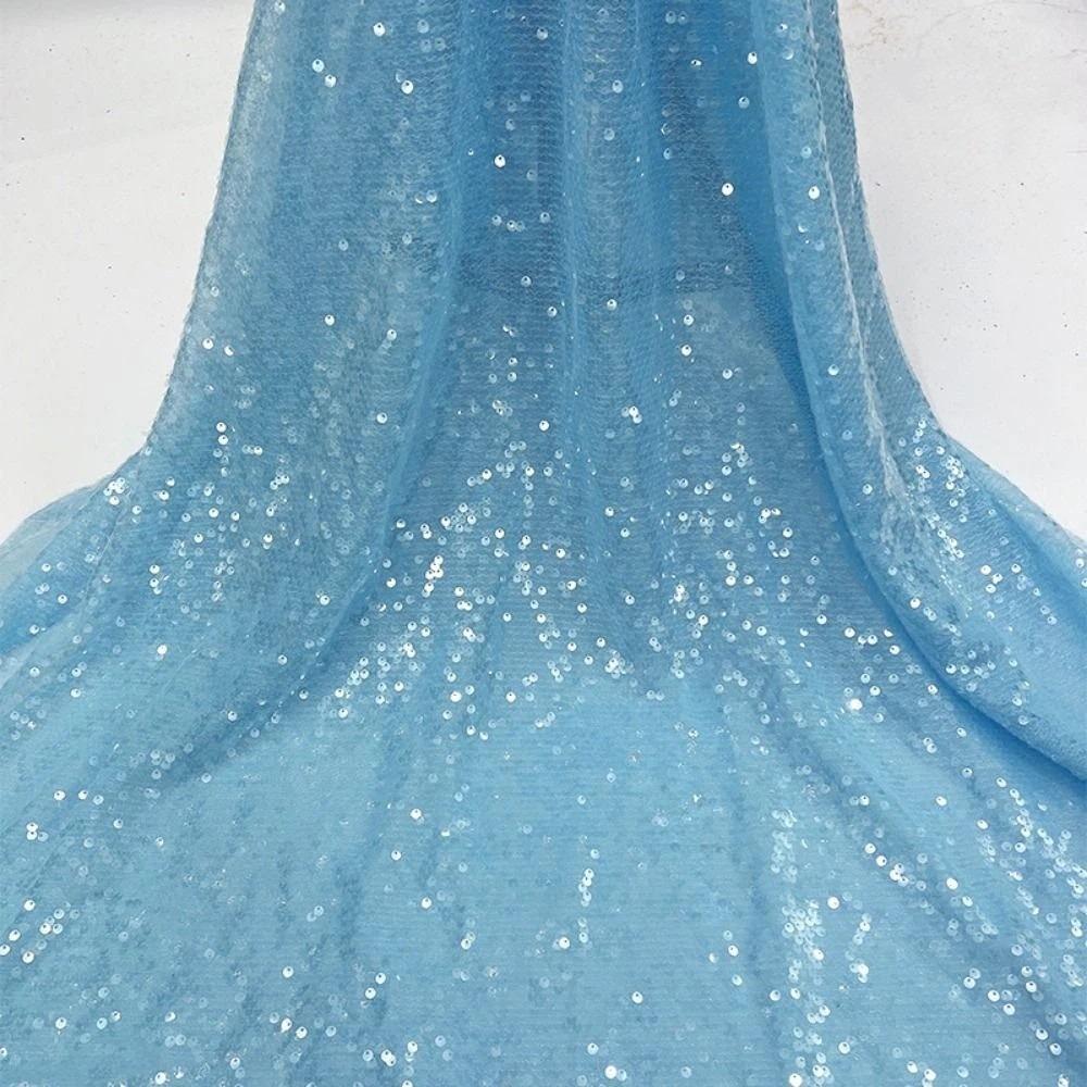 DIY 5mm Dense Glitter Fabric Sequin Embroidered Mesh Sparkle Fabric Bead Lace Material Stage Costumes