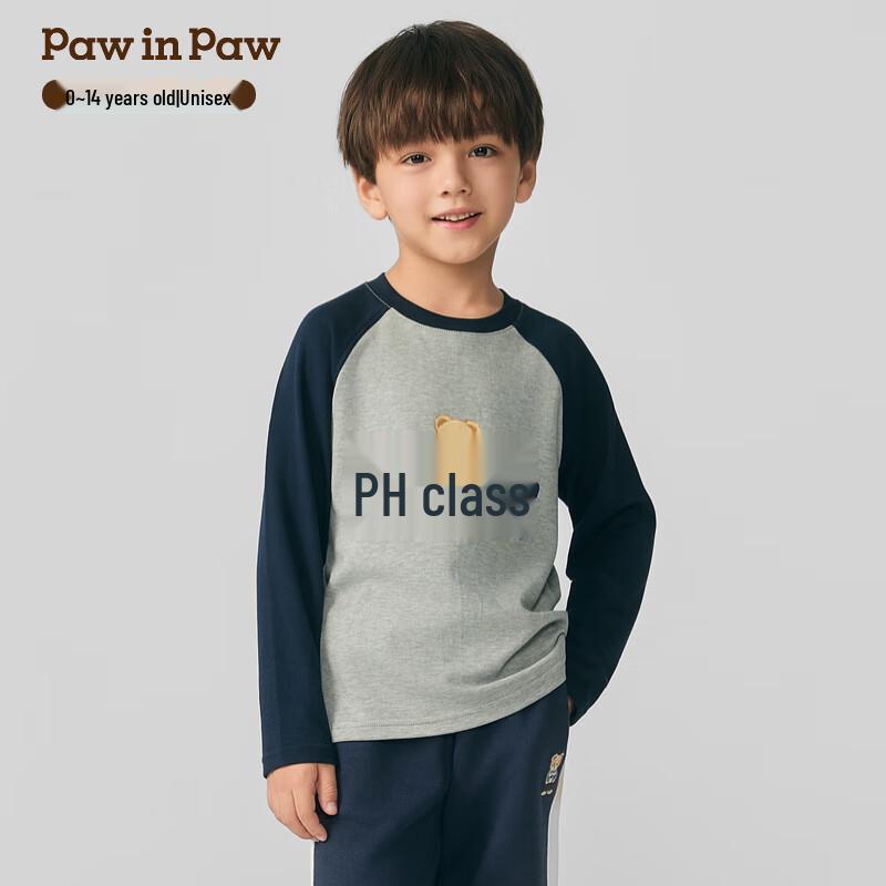 Детская футболка PawinPaw с мультяшным медведем, колор-блок, реглан