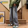 Мужская мода Y2K Одежда Винтажные роскошные джинсы Мужчины Огненная вышивка Высококачественные мешковатые прямые брюки Джинсовые брюки Джинсы для мужчин Уличная одежда