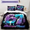 3PC Custom Name Purple Blue Drips Bedding Set Printed  Bedding Set Duvet Cover Closure Includes 1 Duvet Cover & 135 Pillowcases for Bedroom
