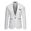Autumn Men Slim Fit Suit Coat Lapel Long Sleeve Pockets Single Button Business Wedding Party Blazer Black White Stitching Suit Jacket