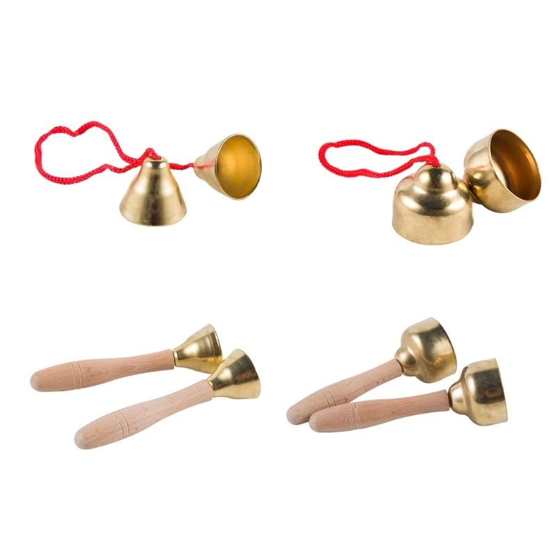 2 Pairs Hand Percussion Bells With Strings/Handles Music Learning Toy For Music Education And Rhythm Training Enduring