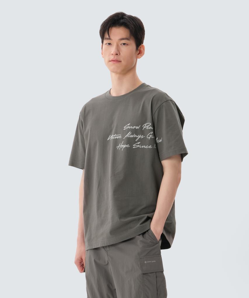 SNOWPEAK APPAREL Cotton Lettering Short Sleeve T-Shirt (S25Mmfts64) Dark Khaki