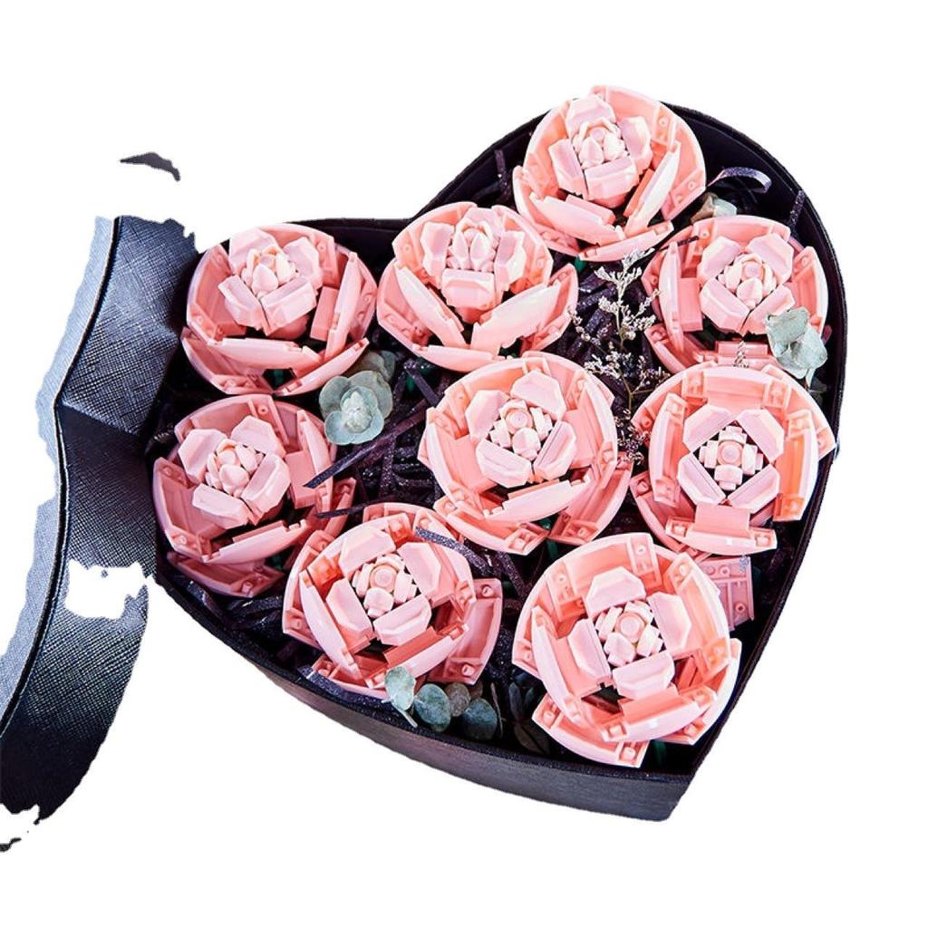 Трансграничные цветочные строительные блоки: Совместимый с Lego набор игрушек для сборки розы, подсолнуха и тюльпана