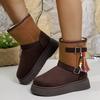 Fashion 2025 New Women Ankle Boots Comfortable Large Size Shoes Women Thick Sole Warm Casual Snow Boots Fashion Round Toe Buckle Shoes