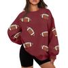 Women's Baseball Sweatshirt Crewneck Long Sleeve Pullover with Football Print