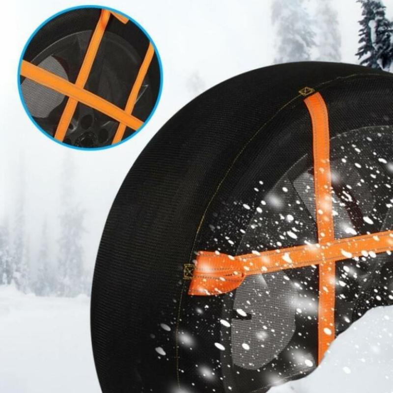 Цепи противоскольжения Комплект цепей для шин Хомуты для колес Ремни Цепи для автомобильных шин Зимние Полностью обернутые Противоскользящие Цепи-носки Противоскольжение Снег Аварийные