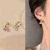 New Shiny Zircon Bow Earrings Copper Ear Button Fashion Jewelry for Woman Party Elegant Accessories Earrings