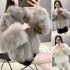 Auutmn Winter Lady Cardigan Coat Furry Plush Stand Collar Heat Retention Long Sleeves Thickened Short Type Solid Color Faux Fur Jacket