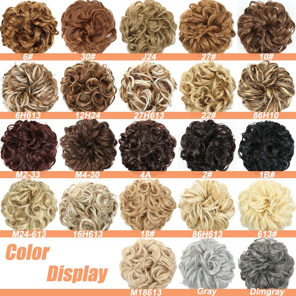 MISS WIG Women Messy Chignon Donut Hair Bun Fake Hair Elastic Chignon Synthetic Fiber Hairpiece Gray Black Brown Color