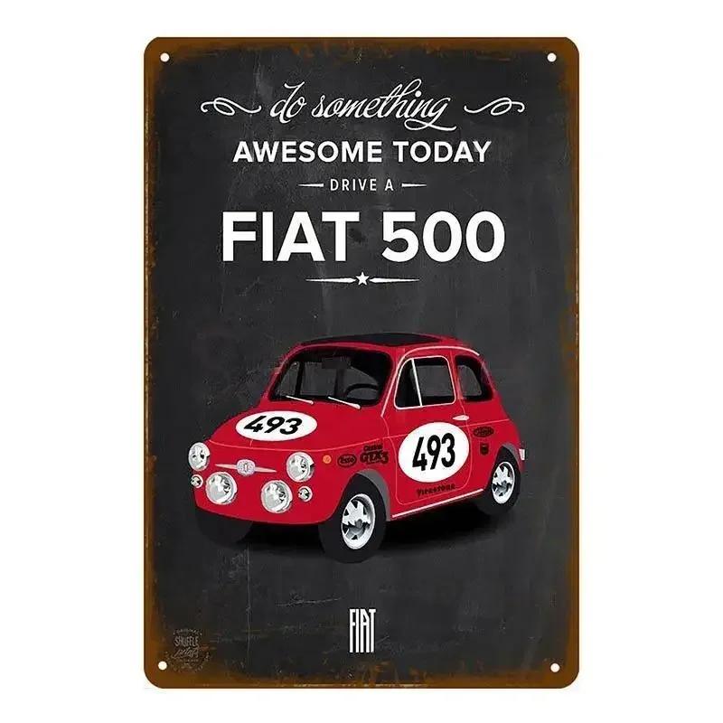 Классический Fiat 500 Винтажные Металлические Жестяные Таблички Металлический Постер Настенный Декор Постер Кафе Бар Паб Домашний Настенный Декор Авто Металлическое Художественное Постер