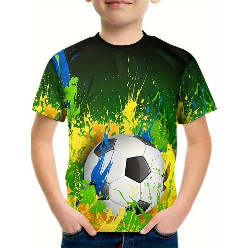 Детская одежда Повседневная футболка Футболка с принтом 3D для мальчиков Футболка с коротким рукавом Модный детский топ с круглым вырезом Детская футболка