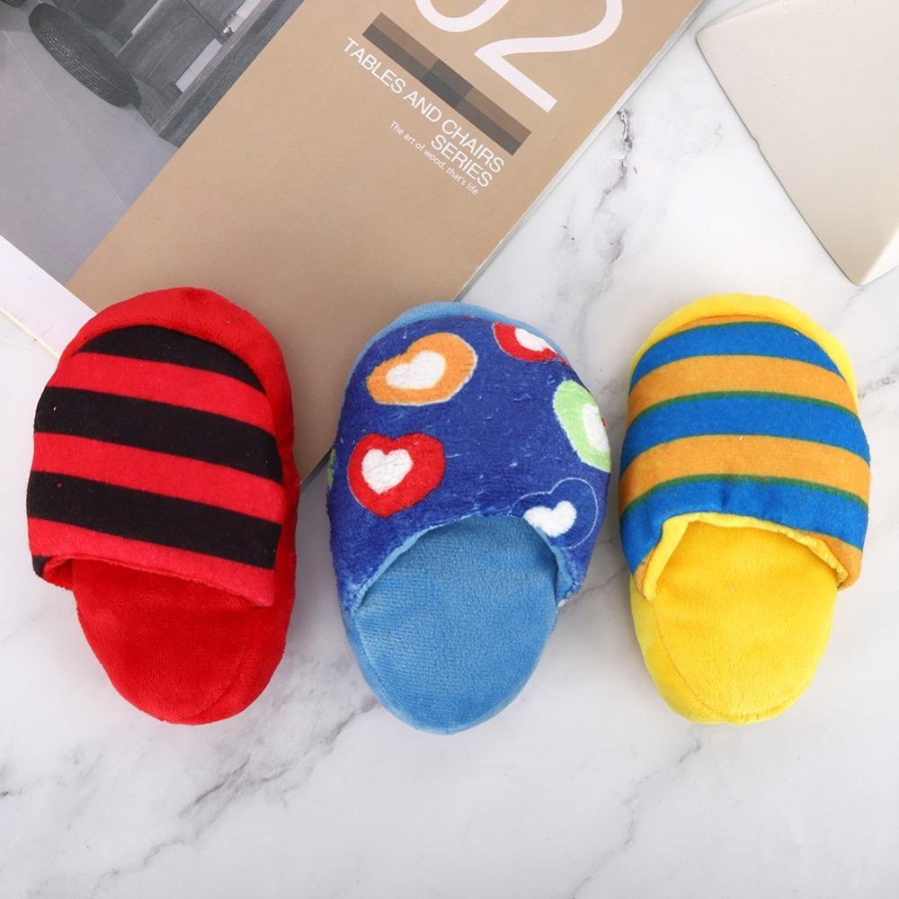 3PCS Long Lasting Plush Squeaky Toy Colorful Stripe Interactive Dog Toy Boredom Relief