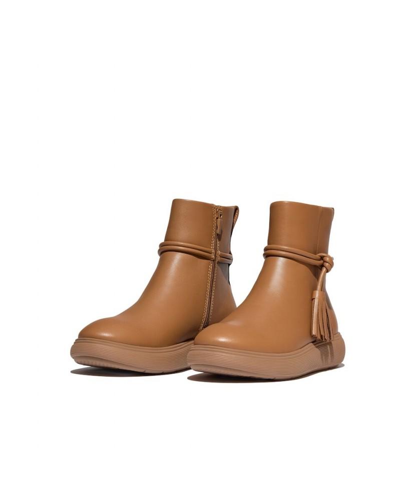 Fitflop [Iq-Comff] Women'S Leather Tassel Short Boots - Desert Tan (Ft59K2B12B)
