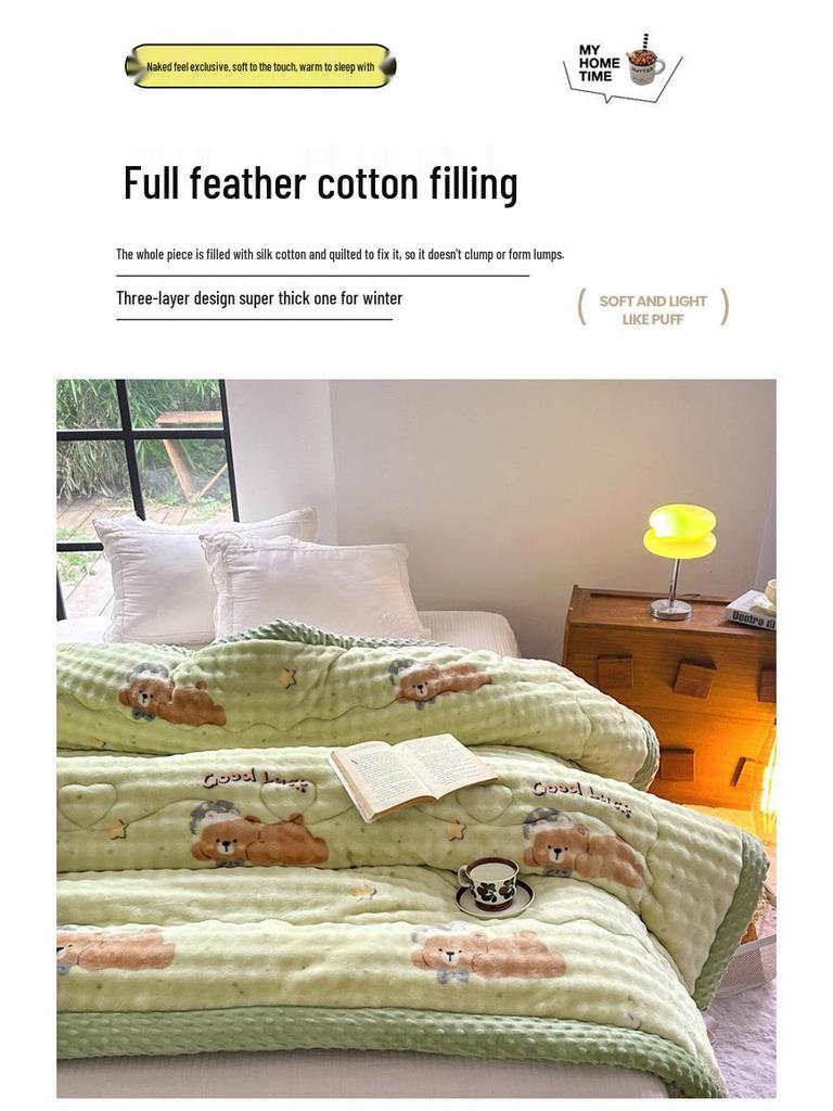 2025 Winter Imitation Rabbit Fur High-Weight Three-Layer Quilted Blanket