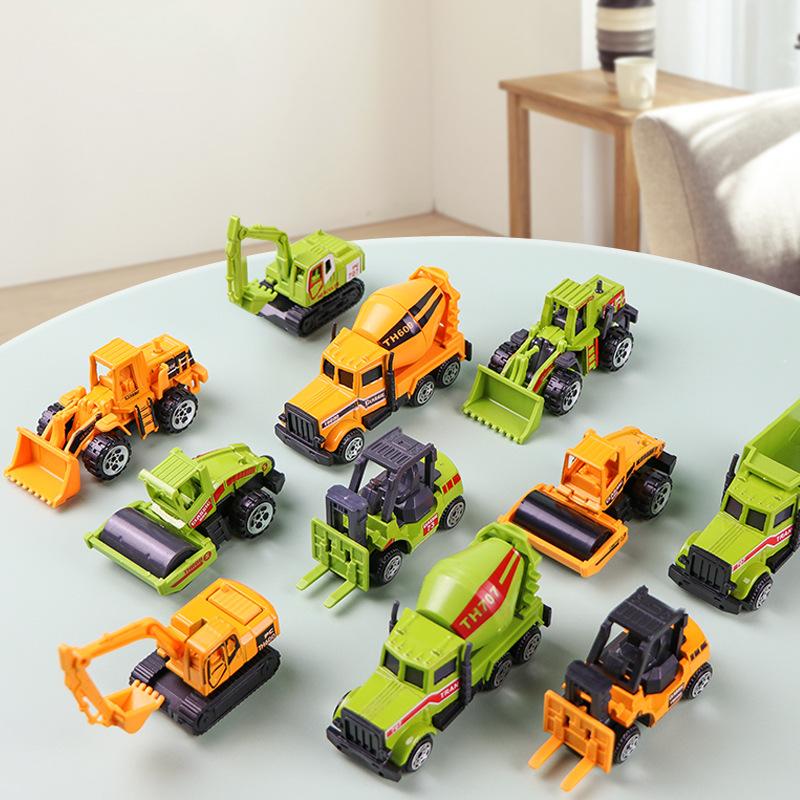 Children Educational Toys Simulation Sliding Alloy Mini Engineering Car Excavator Bulldozer Roller Dumper Boy Birthday Gift