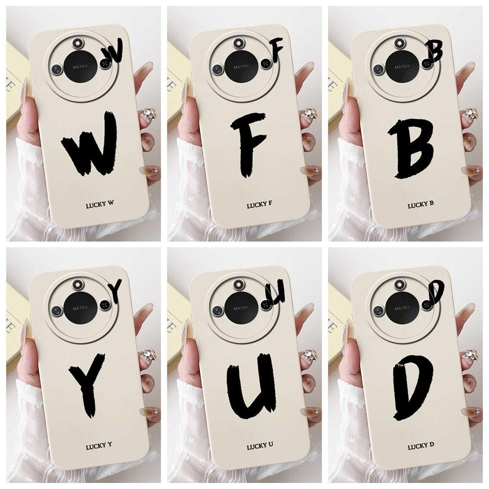 Protective Cases For Huawei Honor X60 5G 6.8"Case Fashion Style Letter A-Z Soft Silicone Cover For Honor x60 X60 BRC-AN00 Bumper