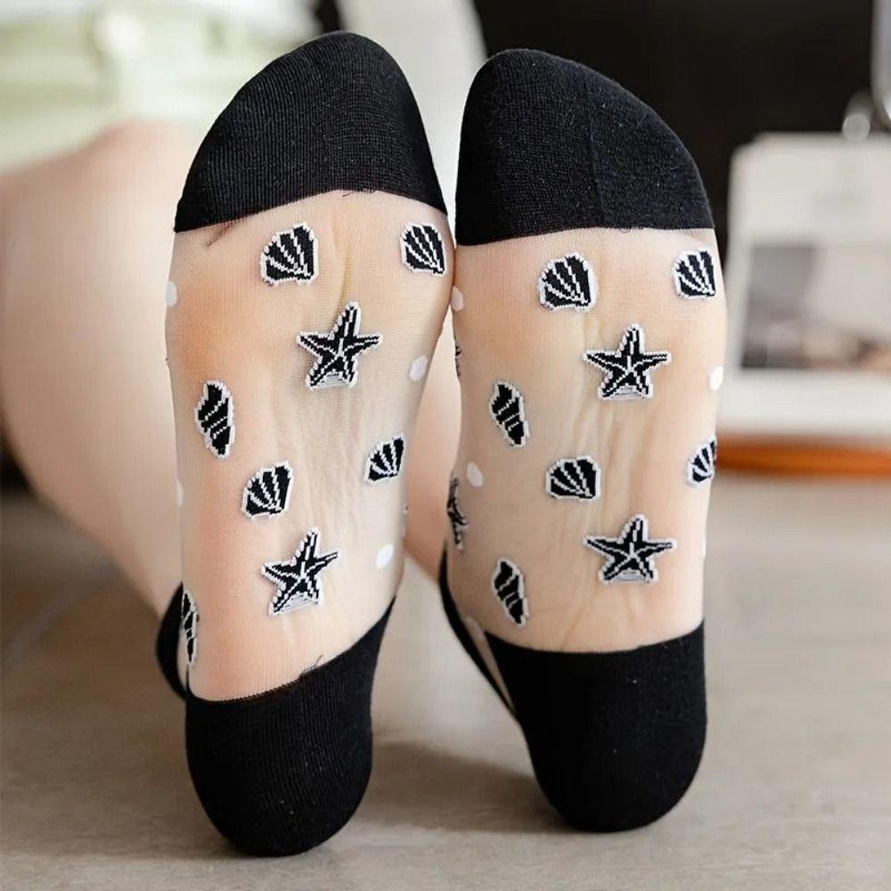 Transparent Crystal Glass Silk Socks Silk Short Socks Cute Lastic Socks
