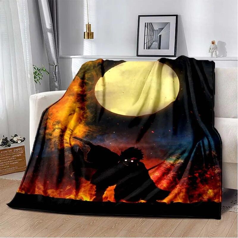 Модное одеяло Demon Slayer-легкое фланелевое покрывало для дивана и кровати, одеяло с цифровой печатью из мягкой фланелевой ткани с червями