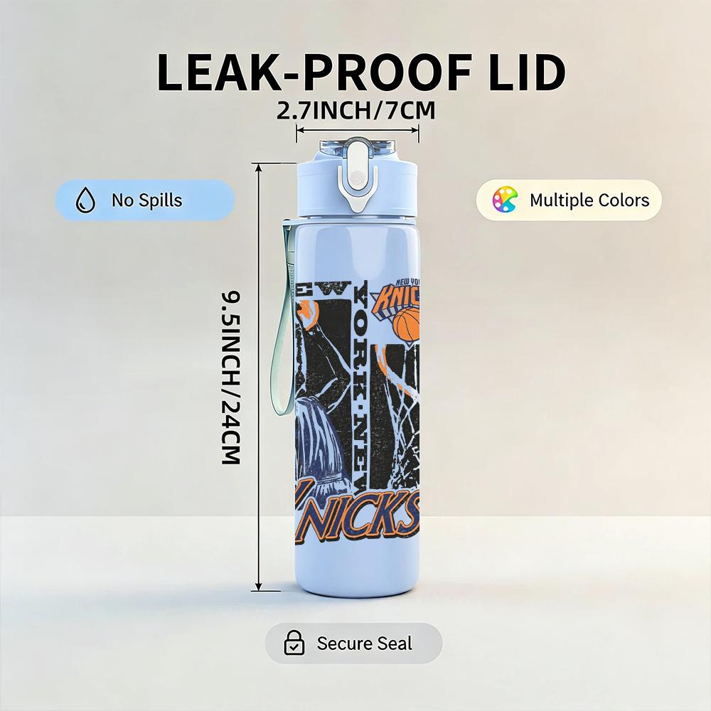 1PC Nicks band female figure collage print 750ml colorful plastic sports water bottle leakproof pop up lid with straw for outdoor work home use