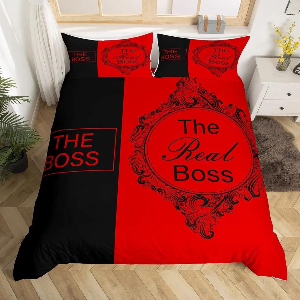 Couple Black And White King Queen Duvet Cover Mr And Mrs Gifts Bedding Set Red Lips Quilt Cover 2/3Pcs Polyester Comforter Cover