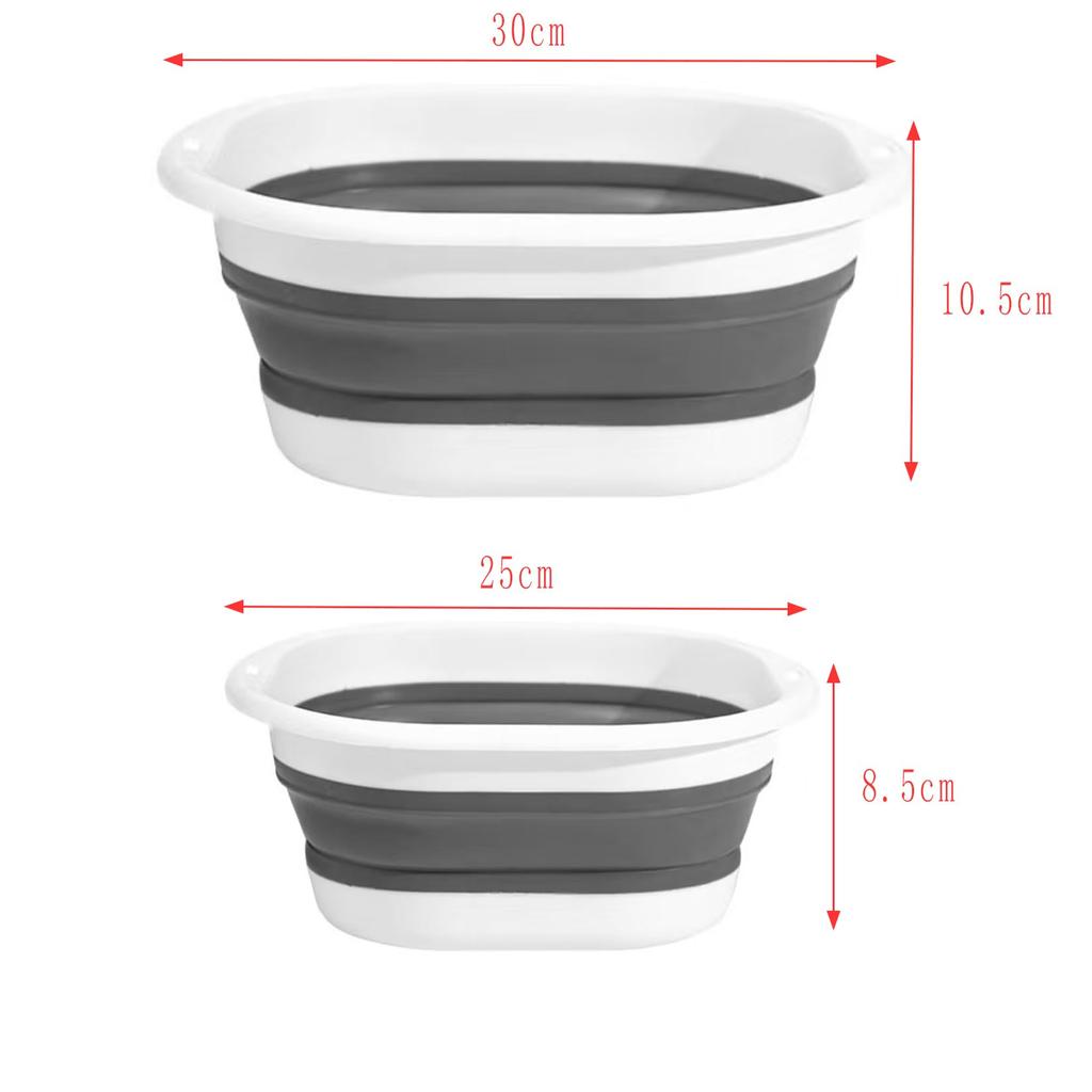 Portable folding basin with hanging holes for easy storage gray color 2PCS