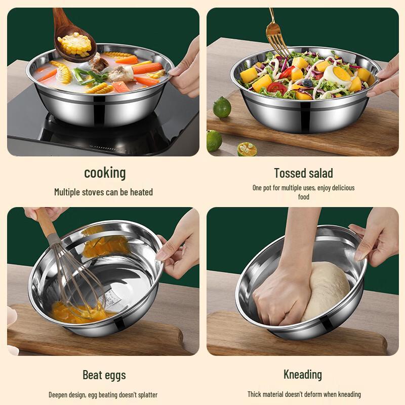 Глубокая круглая сервировочная тарелка из нержавеющей стали 304 с 3 отделениями