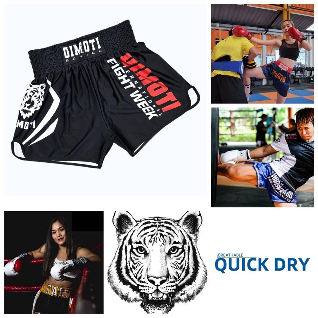White Tiger Muay Thai Kickboxing Boxing MMA UFC Casual Shorts Gym Sport Unisex Men Women Workout Quick Dry Print Elastic High Waist Training