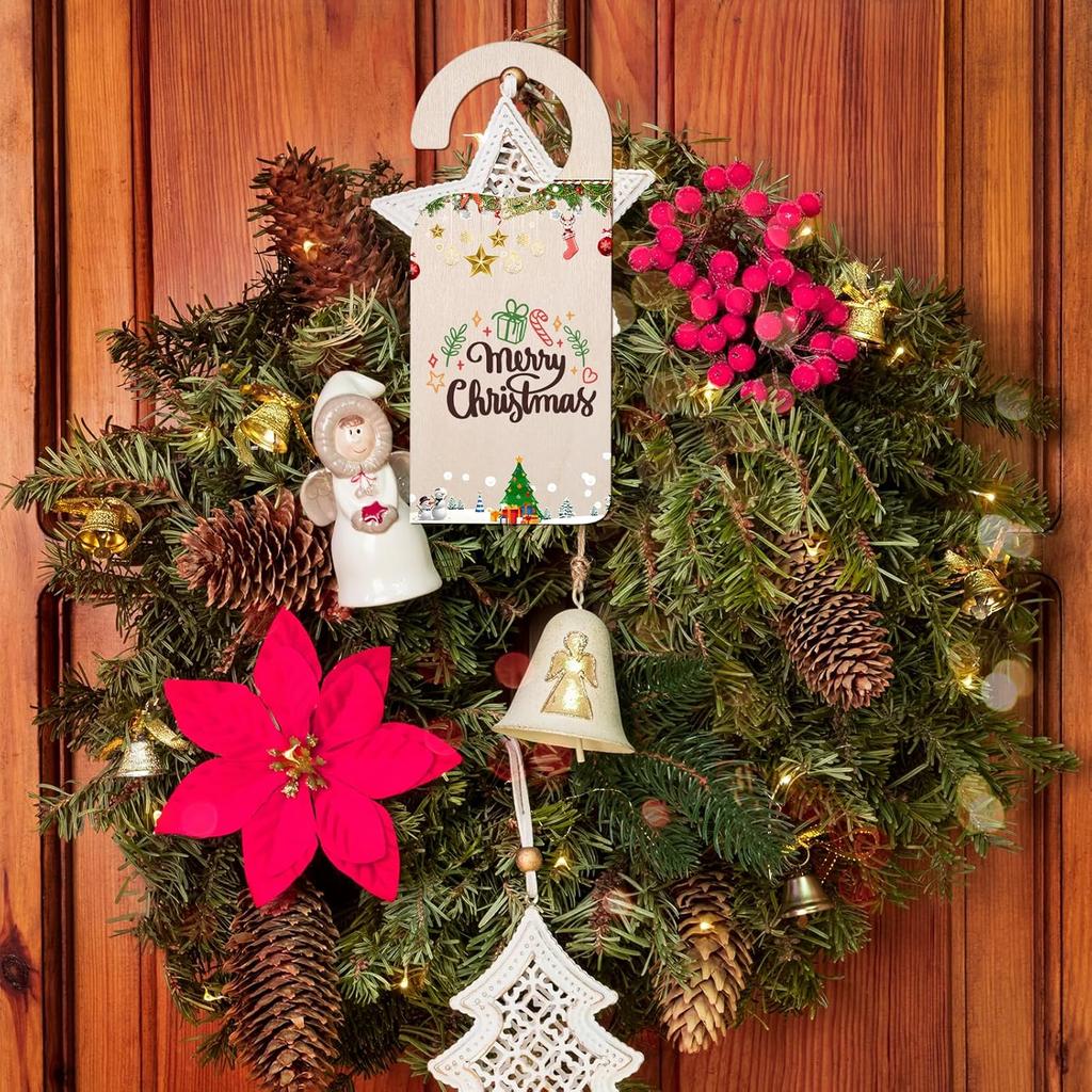 10 Pack Unfinished Wooden Door Knob Sign, Blank Double Sided Hanger Plaque Natural Wood Door Sign for Office, Room, Hotel DIY Craft Project Message