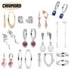 Circle Earrings Zircon Heart Earrings 100% S925 Pure Silver Women's Earrings Jewelry Suitable For Valentine's Day Gifts
